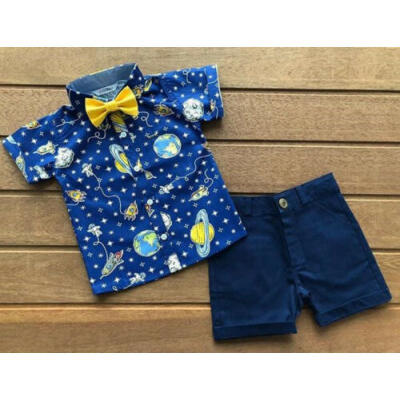 

Baby Boy Kids Rocket ShirtShorts Pants Gentleman Wedding Party Summer Outfit US