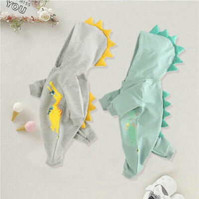 

US Infant Baby Boy Kid Cartoon 3D Dinosaur Jumpsuit Autumn Winter Outfit Clothes