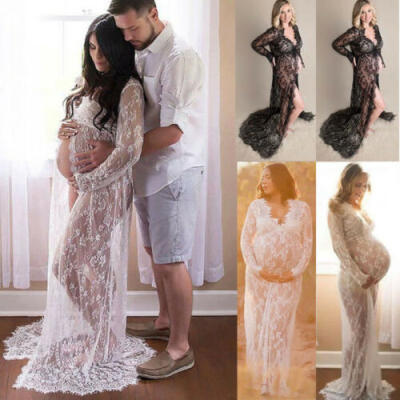 

US Sexy Maternity Maxi Gown Photography Photo Shoot Fancy Lace Maternity Dresses