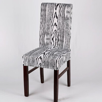 

Wood Grain Stretch Chair Cover Removable Elastic Chair Protector for Hotel Dining Room Office