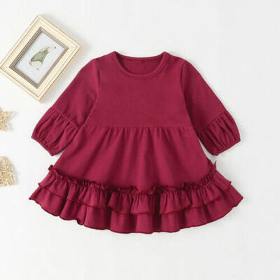 

Princess Kids Baby Girls Long Sleeve Dress Ruffle Tutu Skirt Party Dress Outfits