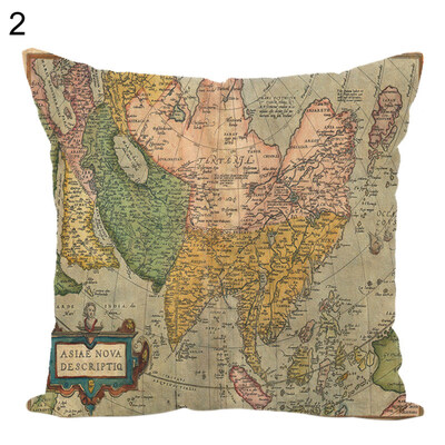 

45x45cm Geography Map Throw Pillow Case Cushion Cover Sofa Bed Office Home Decor