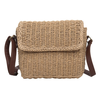 

Tailored Womens Fashion Straw Woven Bag Solid Color Handbag Multi-Function Shoulder Bag