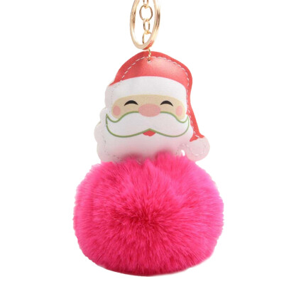 

Pompom Faux Plush Christmas Keychain Santa Claus Trinket Plush Key Chain Car Bag Key Ring Xmas Gift