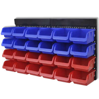 

Wall Mounted Garage Tool Organizer 2 pcs Blue & Red