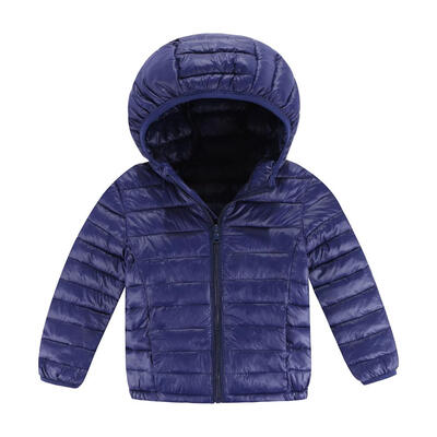 

Basic Winter Hooded Jackets Kids Long Sleeve Down Coat Zipper Outerwear
