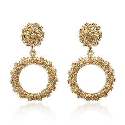 

2019 Vintage drop Earrings for women gold color big geometric round statement earring fashion jewelry