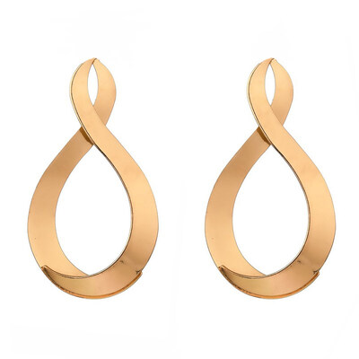 

EK2164 European Simple Shine Big Lucky 8 Cross Drop Earrings Women Vintage Statement Gold Color Glossy Metal Brincos Jewelry
