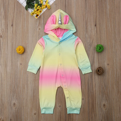 

Costume Newborn Baby Girl Unicorn Romper Jumpsuit Jumper Outfit Hooded Clothes