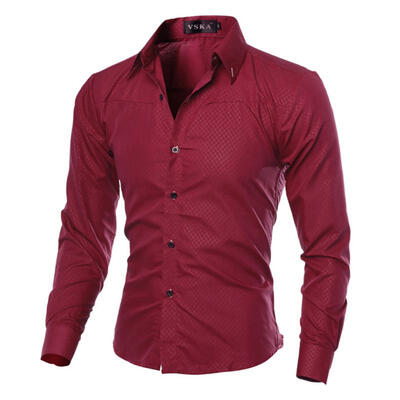 

Simple Casual Men Solid Color Slim Long Sleeve Business Shirt