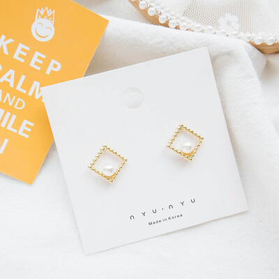 

Temperament Exquisite Cute Pearl Decoration Women Earrings Simple Sweet Geometric Shape Women Earrings