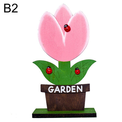 

Nordic Wooden Flower Tulip Mushroom Cute Easter Ornament Festival Home Decor