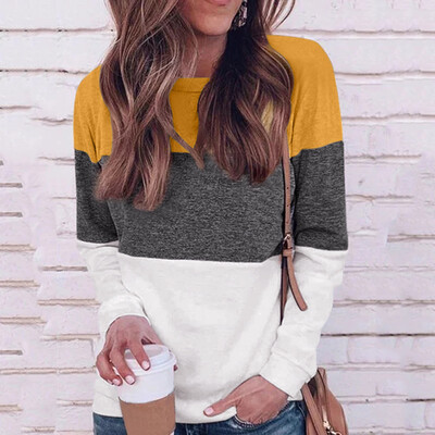 

Tailored Womens Long Sleeve O-Neck Patchwork Print Hoodie Sweatshirt Top Blouse