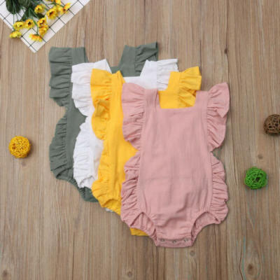 

Summer Newborn Baby Girl Ruffle Cotton Romper Bodysuit Jumpsuit Outfits Clothes