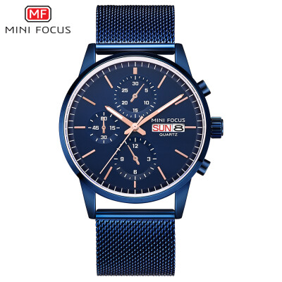 

MINI FOCUS MF0180G Men Watch Quartz Stainless Steel Strap Simple Wristwatch Time Display Calendar Fashion Casual 3ATM Waterproof L