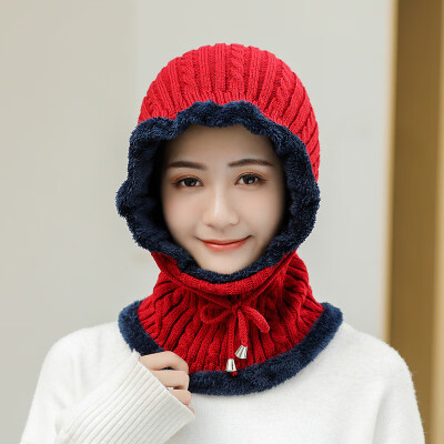 

New autumn&winter wool Hat twist rope ear protection plus velvet warm knit Hat women cycling windproof Turtleneck Hat