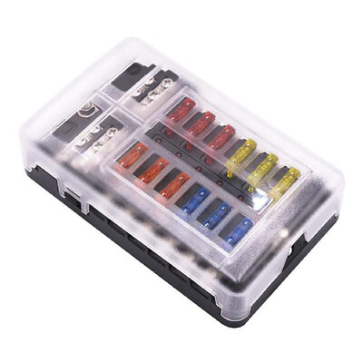 

Fuse Box with Negative Bus Blade Fuses Holder Block 12 Way with LED Indicator for Boat Van Car Truck