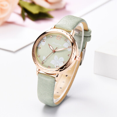 

RM Fashion Simple And Simple Leisure Flower Scale Leather With Strap Ladies Watch
