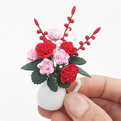 

Siaonvr Artificial 112 Dollhouse Miniature Fake Green Plant Flower in Pot Fairy Garden