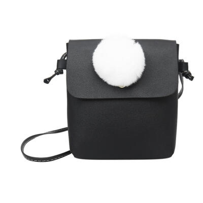 

Small Women Leather Pompom Shoulder Phone Bags Casual Crossbody Satchel Bag