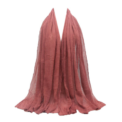 

Gobestart Fashion Pleated wrinkled cotton&linen Shawl Soft Muslim Scarf