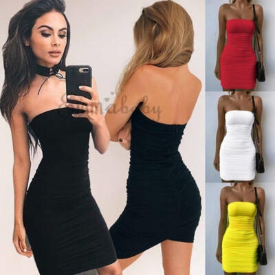 

Women Off Shoulder Backless Dress Stretch Bodycon Ladies Party Mini Dress