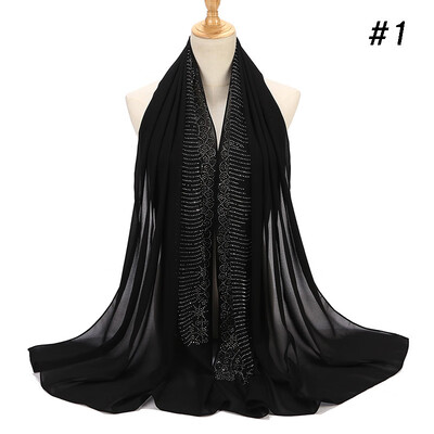 

High quality hot drilling pearl chiffon Muslim lady Baotou headscarf wholesale cross-border quality source MSL081