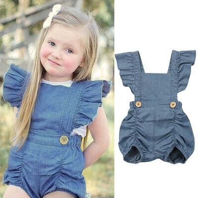 

Baby Rompers Newborn Kids Baby Girls Denim Romper Sleeveless Jumpsuit Outfits