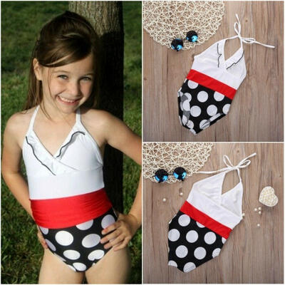 

UK Stock Toddler Kids Girls Dot Tankini Bikini Swimwear Bathing Swimsuit 2-7Y