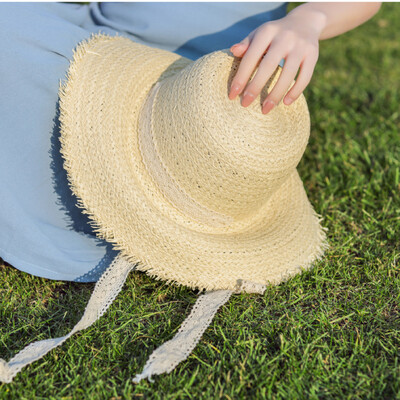 

Summer ladies outdoor sunshade straw hat sunscreen hat along the Beach Hat Lafite straw cool hat net red the same style