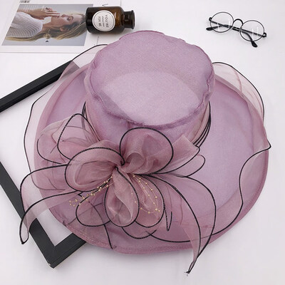 

New Summer Outdoor Flowers Mesh Sun Hat Ladies Wedding Church Party Hat Great