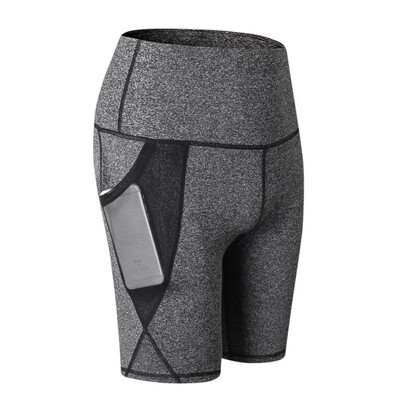 

Women High Waist Yoga Shorts Running Gym Fitness Quick Dry Elastic Pants with Mesh Pocket Summer Outdoor Sports Shorts