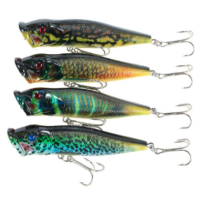 

Lixada 4PCS Floating Popper Fishing Lures 12g 95mm Artificial Hard Bait Set Wobbler Bait with 6 Hooks
