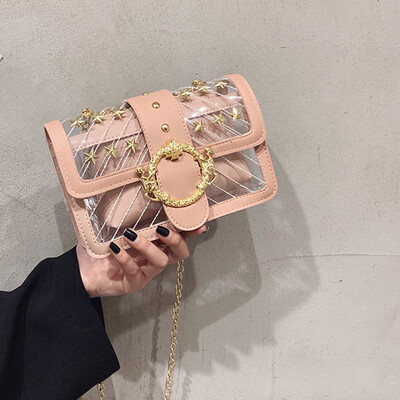 

Tailored Womens Fashion Casual Solid Color Transparent Handbag Wild Diagonal Package