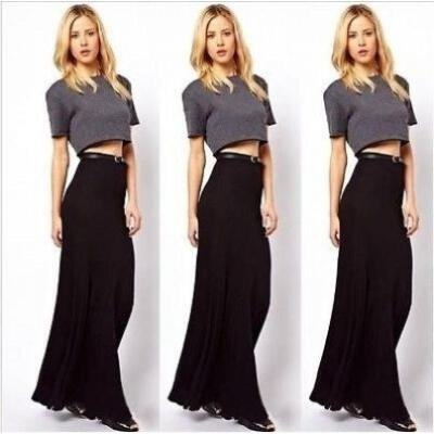 

New Sexy Womens High Waist Maxi Skirt Cotton Full Length Stretchy Dress  L XL