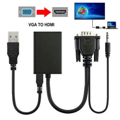 

UK Universa HDMI To VGA Video Converter Adapter Full 1080P Cable Cord For Laptop