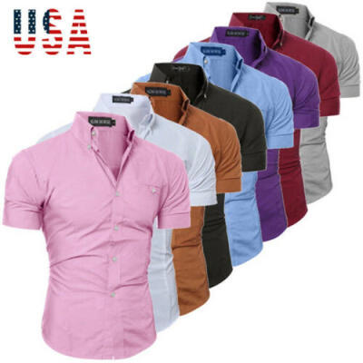 

Fashion Mens Summer Casual Dress Shirt Mens Stylish Short Sleeve Shirts Tops Tee