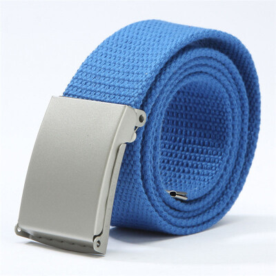 

2019 New Fashion Men Women General belts Canvas Unisex Candy Color belt Solid Buckle Military belts For Jeans Cowboy Pants 110cm