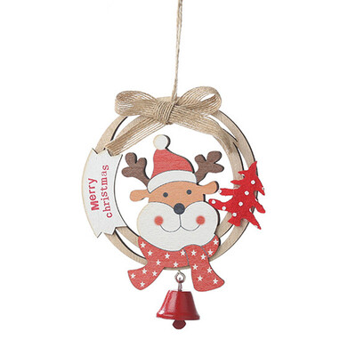 

Wood Christmas Wreath Bells Ornaments Xmas Tree Hanging Decoration Pendant Gift