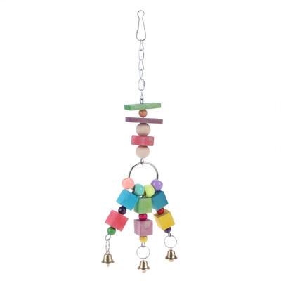 

Parrot Bird Toys Colorful Wood Bird Bite Climb Chew Toy Hanging Swing Bell