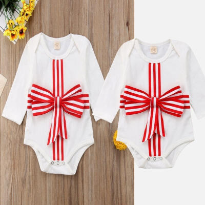 

Newborn Baby Girl Boy Long Sleeve Bowknot Gift Cotton Romper Jumpsuit Outfits