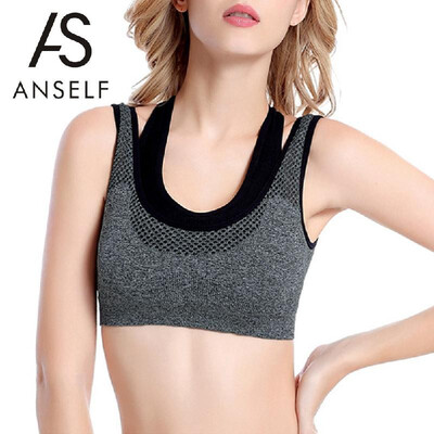 

Women Professional Push-Up Sports Bra Fake Two-Piece Mesh Yoga Fitness Vest Bra Workout Running Tank Top