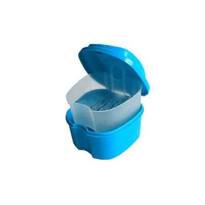 

Dental False Teeth Storage Box with Hanging Net Container Plastic Artificial Tooth Organizer