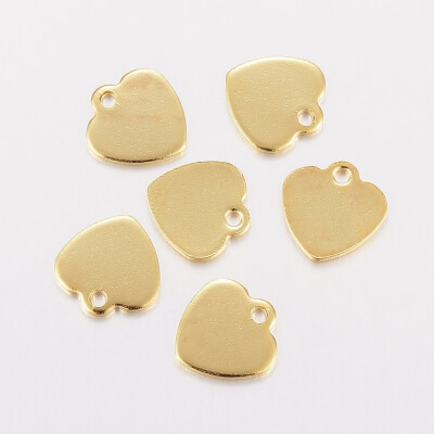 

304 Stainless Steel Charms Blank Stamping Tag Heart Golden 95x95x1mm Hole 1mm