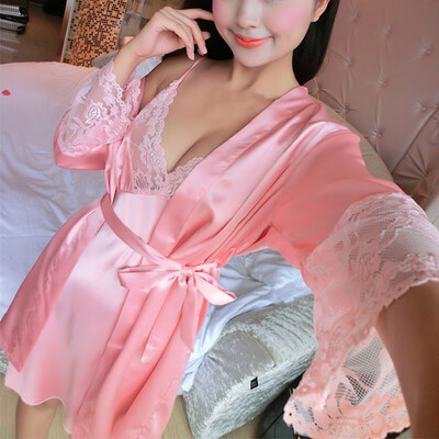 

Women Sexy Lingerie Dress Underwear Lace Sheer Long Night Dress Sleepwear Robe