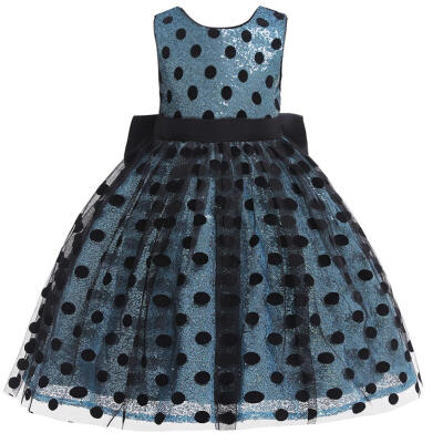 

Sequin Dot Dress Sleeveless O-neck Children Mesh Lace Princess Tutu Dress