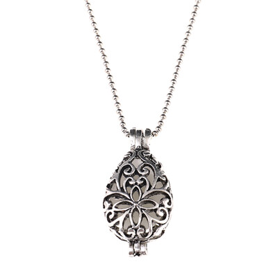 

Silver Hollow Glow In Dark Locket Glowing Stone Luminous Choker Pendant Necklace