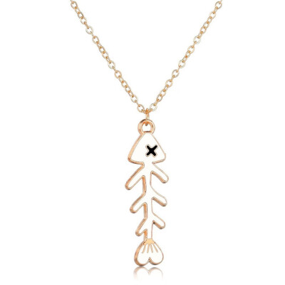 

2019 Women Fashion Pendant Necklace Fish Bone Design Alloy Jewelry Gifts Trendy Necklace Jewelry Charm Animal Wedding Jewelry
