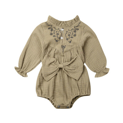 

2019 Autumn Newborn Baby Girl Floral Bow Long Sleeve Romper Top Jumpsuit Outfit