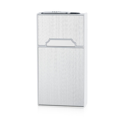 

Cigarette Dispenser Storage Box Flip Cigarette Case 20 Loaded High Capacity with Detachable USB Rechargeable Cigarette Lighter Sil